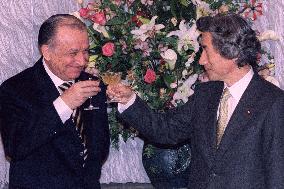 Koizumi, Iliescu toast after signing joint statement